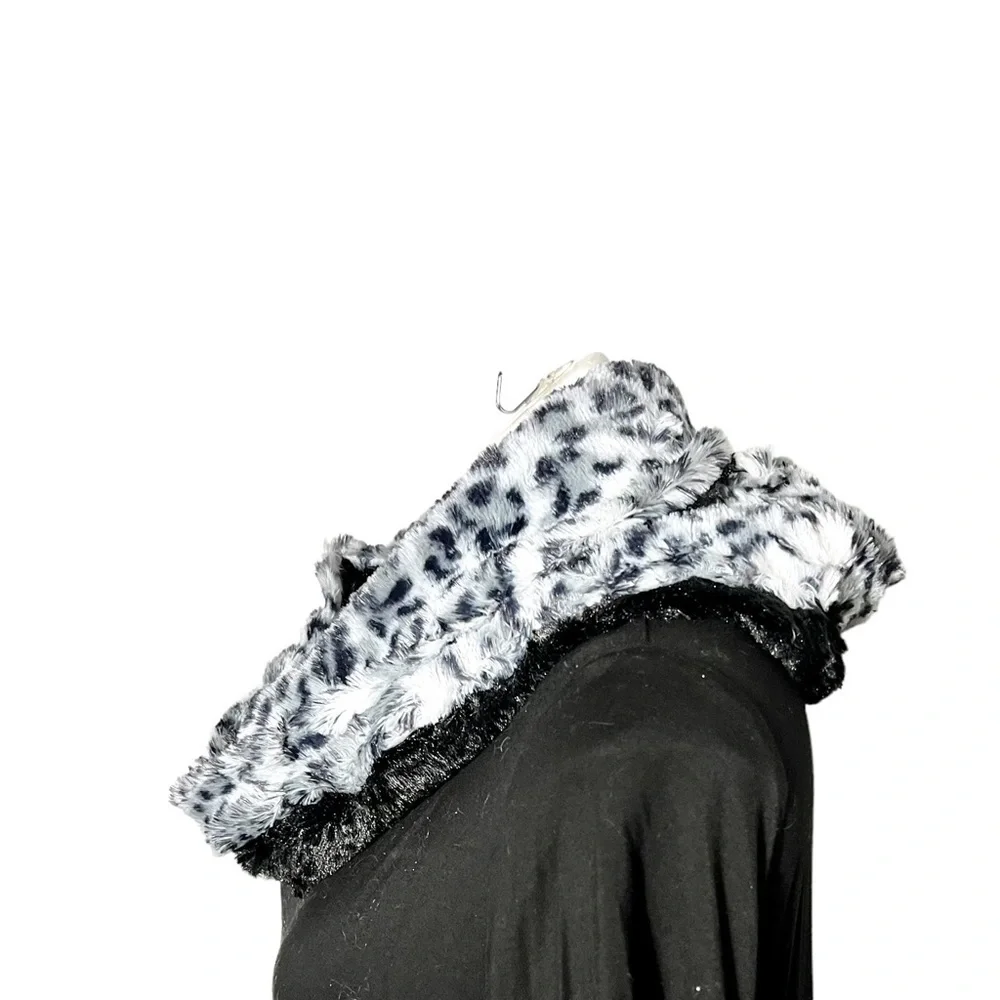 Faux Fur Animal Print Infinity Scarf Brown or Black New